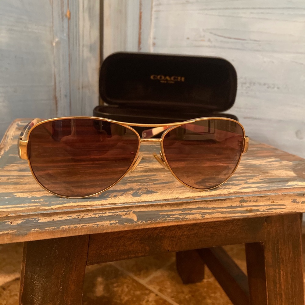 Coach sunglasses. Kristina-gold & olive. Worn ONCE
